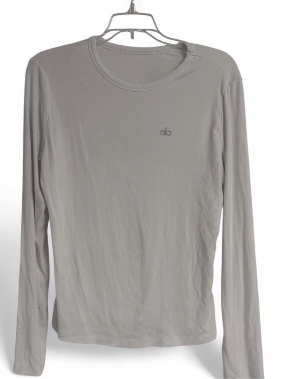 ALO Yoga Long-Sleeve Crew Top in Light Gray